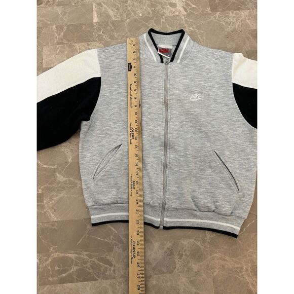 Vintage Nike Track Jacket Mens M Grey VTG 80s Bomber Sport Full Zip Sweatshirt - Picture 6 of 7